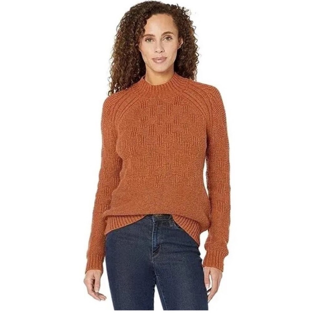 Prana Orange Sky Meadow Basket Knit Recycled Cotton Sweater Women's Size S